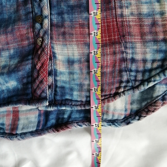 Free People Double Dip Dye Plaid Button Up Gauzy Cotton XS - Picture 15 of 16